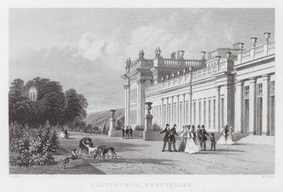 Chatsworth, Derbyshire (gravering) av Thomas (after) Allom