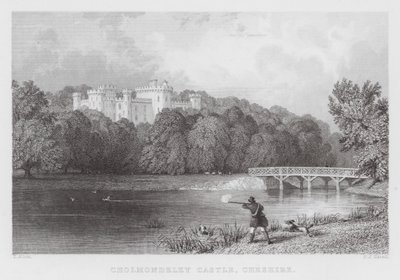 Cholmondeley Castle, Cheshire (gravering) av Thomas (after) Allom