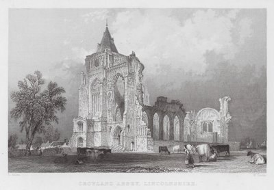 Croyland Abbey, Lincolnshire (gravering) av Thomas (after) Allom