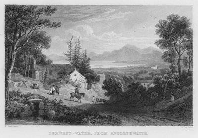 Derwent Water, fra Applethwaite (gravering) av Thomas (after) Allom