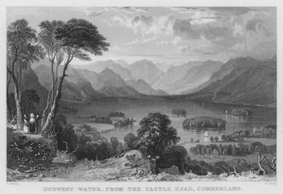 Derwent Water, fra Castle Head, Cumberland (gravering) av Thomas (after) Allom