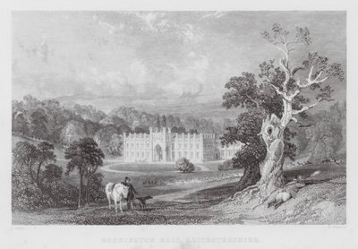 Donnington Hall, Leicestershire (gravering) av Thomas (after) Allom