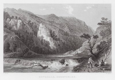 Dovedale, Derbyshire (gravering) av Thomas (after) Allom