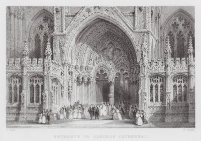 Inngang til Lincoln Cathedral (gravering) av Thomas (after) Allom