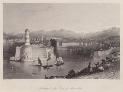 Inngang til havnen i Marseille (gravering) av Thomas (after) Allom