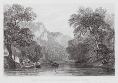Ferge over Derwent, Matlock Bath (gravering) av Thomas (after) Allom