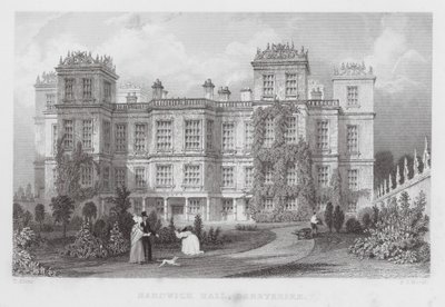 Hardwick Hall, Derbyshire (gravering) av Thomas (after) Allom