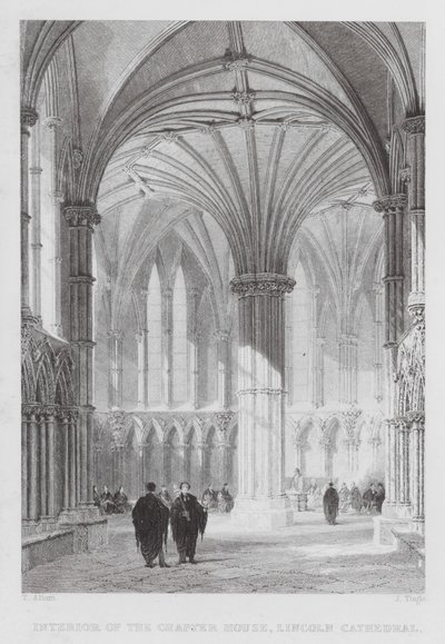 Interiøret i Chapter House, Lincoln Cathedral (gravering) av Thomas (after) Allom