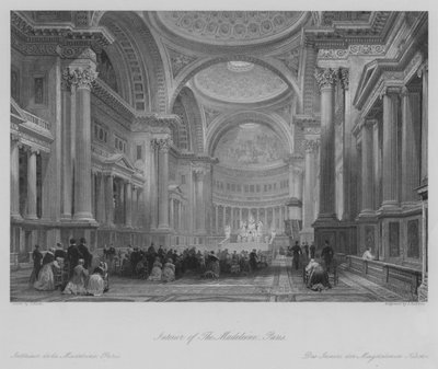 Interiør av Madeleine, Paris (gravering) av Thomas (after) Allom
