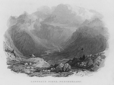 Langdale Pikes, Westmorland (gravering) av Thomas (after) Allom