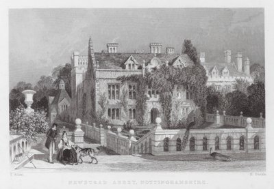 Newstead Abbey, Nottinghamshire (gravering) av Thomas (after) Allom
