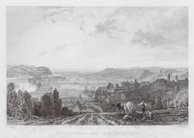 Nottingham og dens omgivelser (gravering) av Thomas (after) Allom
