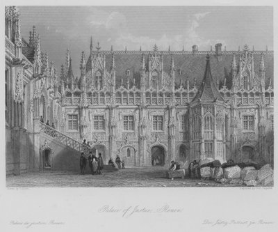 Justispalasset, Rouen (gravering) av Thomas (after) Allom