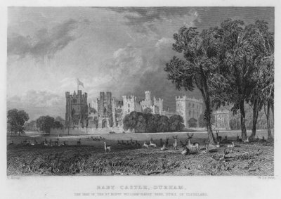 Raby Castle, Durham, setet til William-Harry Vane, hertugen av Cleveland (gravering) av Thomas (after) Allom