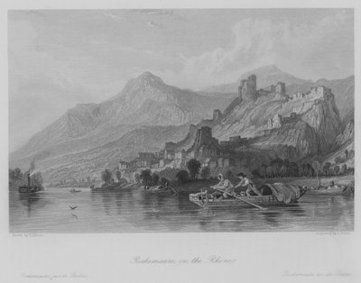 Rochemaure, på Rhone (gravering) av Thomas (after) Allom