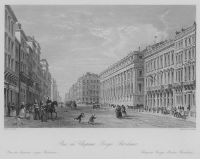 Rue du Chapeau Rouge, Bordeaux (gravering) av Thomas (after) Allom