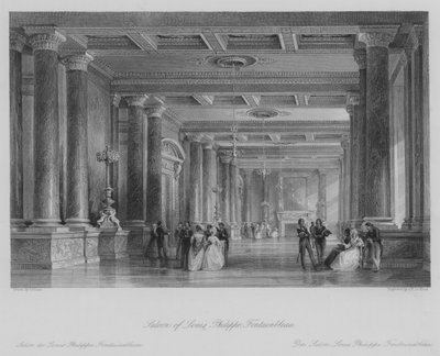 Saloon of Louis Philippe, Fontainbleau (gravering) av Thomas (after) Allom
