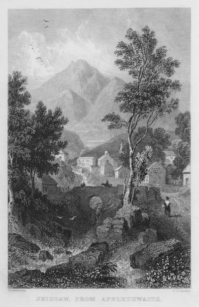 Skiddaw, fra Applethwaite (gravering) av Thomas (after) Allom