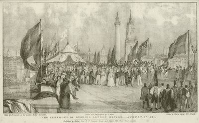 Seremonien for åpning av London Bridge av Thomas (after) Allom