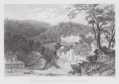 Willersley Castle, Derbyshire (gravering) av Thomas (after) Allom