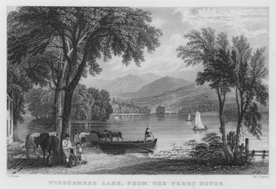 Windermere Lake, fra Ferry House (gravering) av Thomas (after) Allom