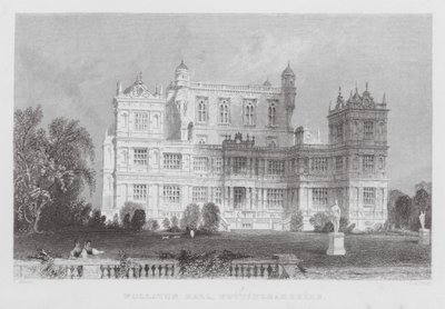 Wollaton Hall, Nottinghamshire (gravering) av Thomas (after) Allom