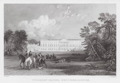 Worksop Manor, Nottinghamshire (gravering) av Thomas (after) Allom