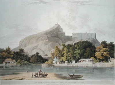 The Rock of Trichinopoly, tatt på elven Cauvery, plate 45 fra 