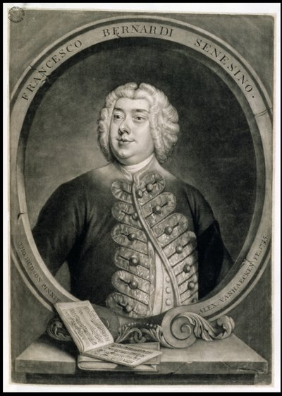 Francesco Bernardi Senesino, gravert av Alexander van Haecken (1701-58) av Thomas (after) Hudson