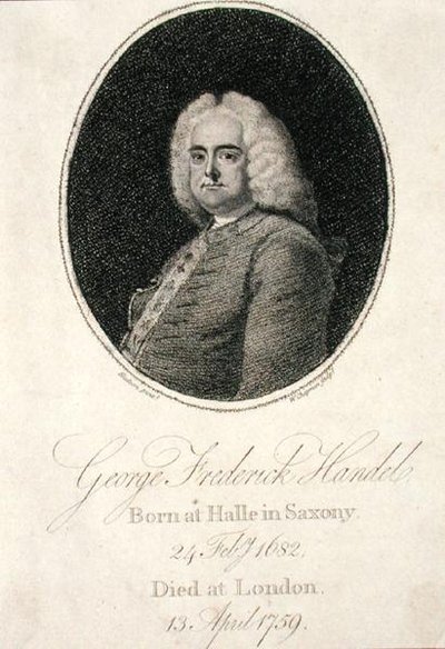 George Frederick Handel (1685-1759) gravert av W. Chapman (gravering) av Thomas (after) Hudson