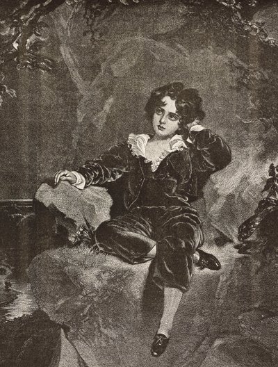 Portrett av Master Lambton som gutt, Charles William Lambton, the Red Boy, gravering fra et maleri av Thomas Lawrence fra L