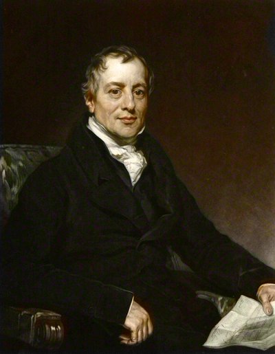 Portrett av David Ricardo - gravering etter Thomas Phillips - David Ricardo (1772 - 1823), britisk økonom av Thomas (after) Phillips