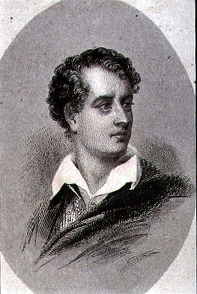 Portrett av George, Lord Byron (1788-1824) (gravering) av Thomas (after) Phillips