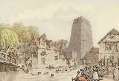 En andejakt (litho i farge) av Thomas (after) Rowlandson