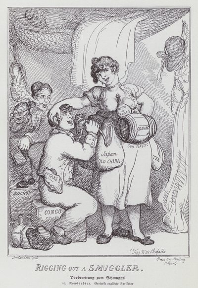 Rigger ut en smugler (litho) av Thomas (after) Rowlandson