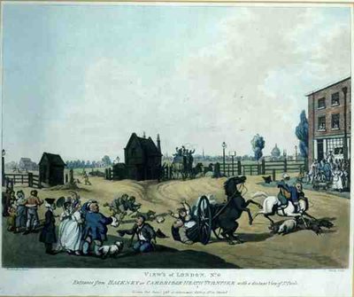 Utsikt over London, nr. 6: Inngang fra Hackney eller Cambridge Heath Turnpike med en fjern utsikt over St. Paul