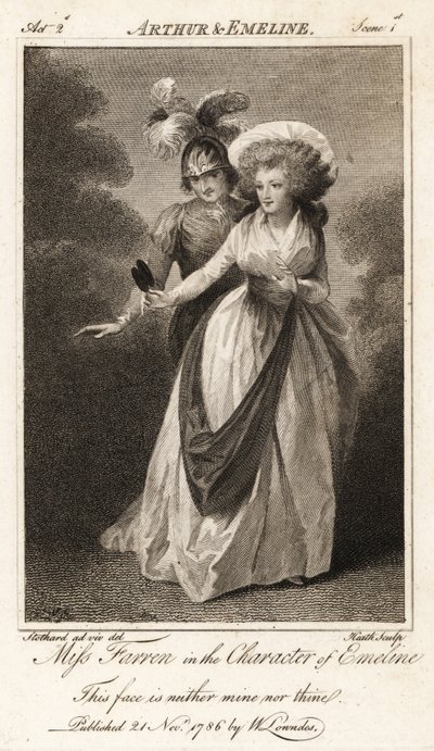 Frøken Elizabeth Farren i rollen som Emeline i John Drydens Arthur and Emeline av Thomas (after) Stothard