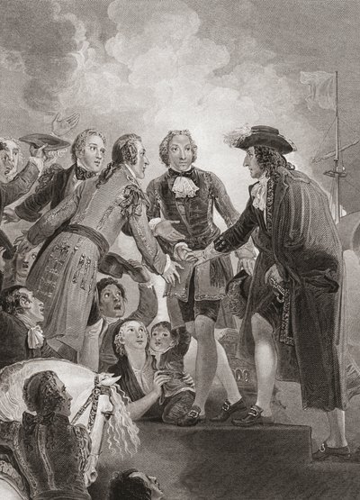 William, Prince of Orange (senere kong William III) lander i Brixham. (skrive ut) av Thomas (after) Stothard