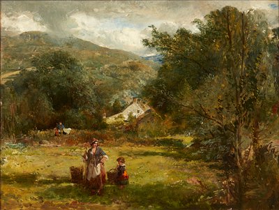 Arbeid i felten (olje om bord) av Thomas (follower of) Faed