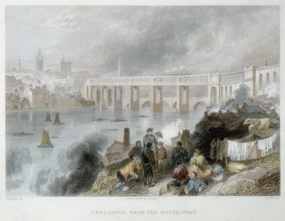 Newcastle-upon-Tyne fra sør-vest, ca 1850 av Thomas Abiel Prior