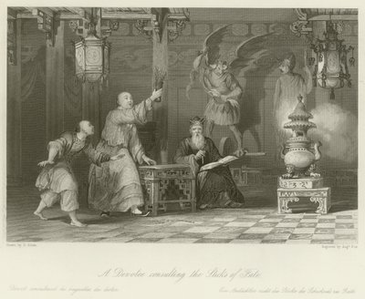 En hengiven som konsulterer Sticks of Fate av Thomas Allom