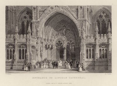 Inngang til Lincoln Cathedral av Thomas Allom