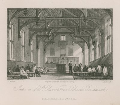 Interiør av St Olaves Friskole av Thomas Allom