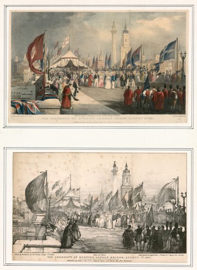 Seremonien for åpning av London Bridge 1. august 1831 av Thomas Allom