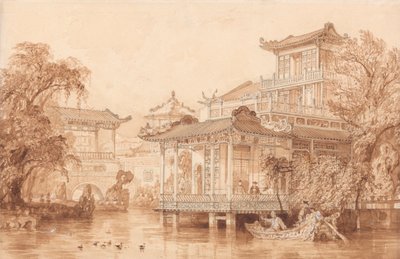 Huset til en kinesisk kjøpmann nær Canton av Thomas Allom