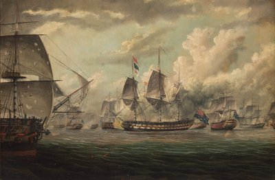 HMS Bellerophon av Thomas Baines
