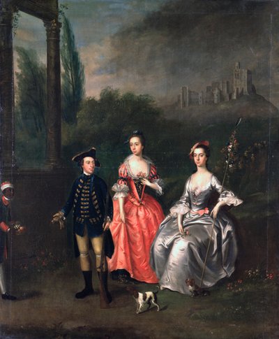 Portrett av kaptein Fenwick, hans kone Isabella Orde og hans søster Ann, ca. 1746 av Thomas Bardwell