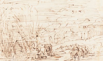 Figurer i et landskap [verso] av Thomas Barker