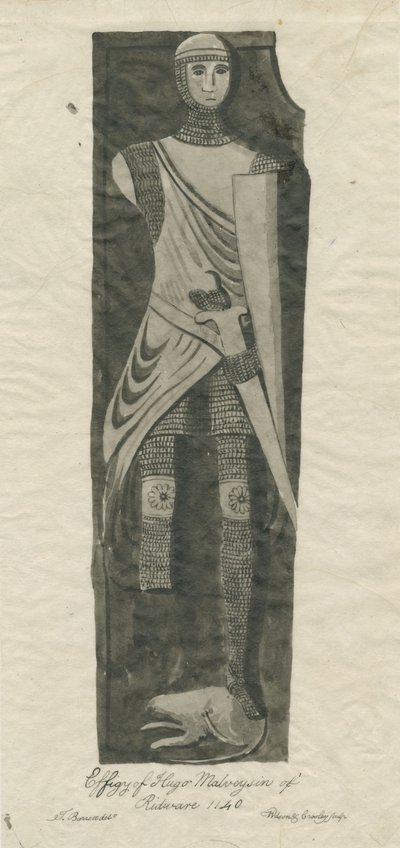 Mavesyn Ridware - Tomb of Hugo Mavesyn: sepia- og blekksporing, nd [?sent 18. århundre] av Thomas Barrett