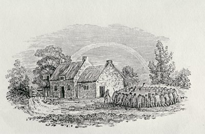 Hanekamp utenfor et vertshus, ca. 1801, fra 